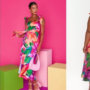 Show Me Your Mumu Garden Midi Dress in Water Lily